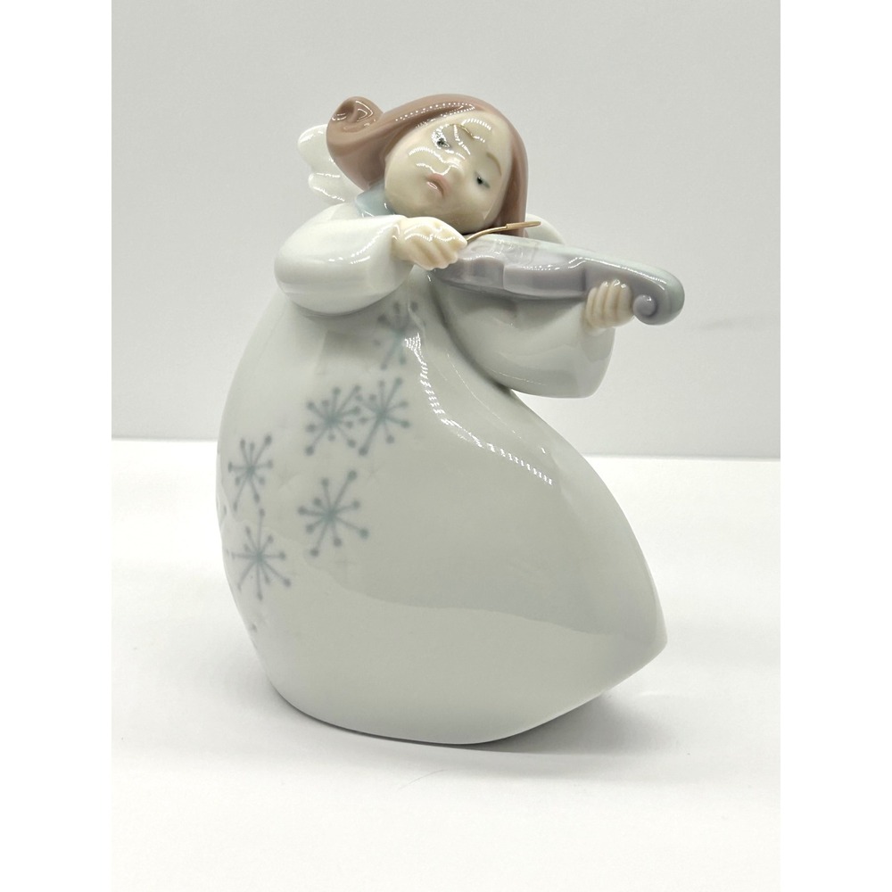 Lladro Angel with Violin 6529 Porcelain Figurine Glossy Spain 1997 Vintage